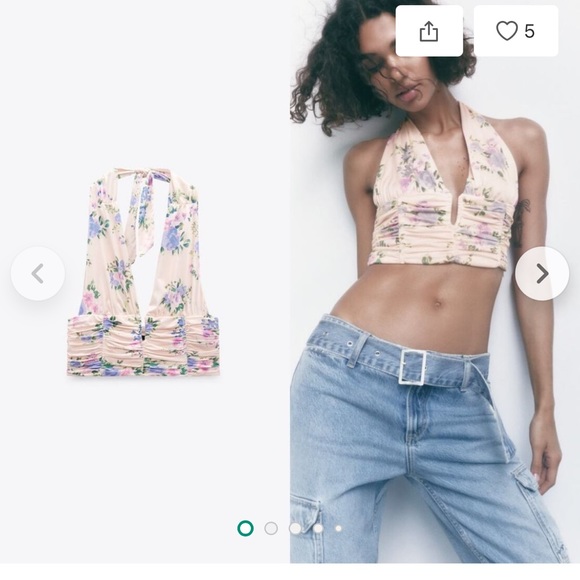 NWT Zara silky floral crop halter corset top S - Picture 4 of 11